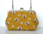Tiny colorful parrots on mustard shoulder bag,purse,hand bag,clutch