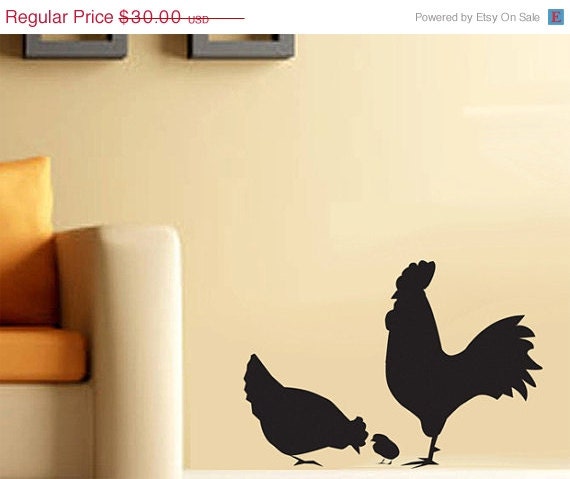 SALE 10% OFF Wall Decal Chicken Family with Baby Chic Vinyl Wall Art SALE 30 Buckaroos