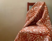 Tangerine Blanket / Scroll Medallion / Throw Blanket
