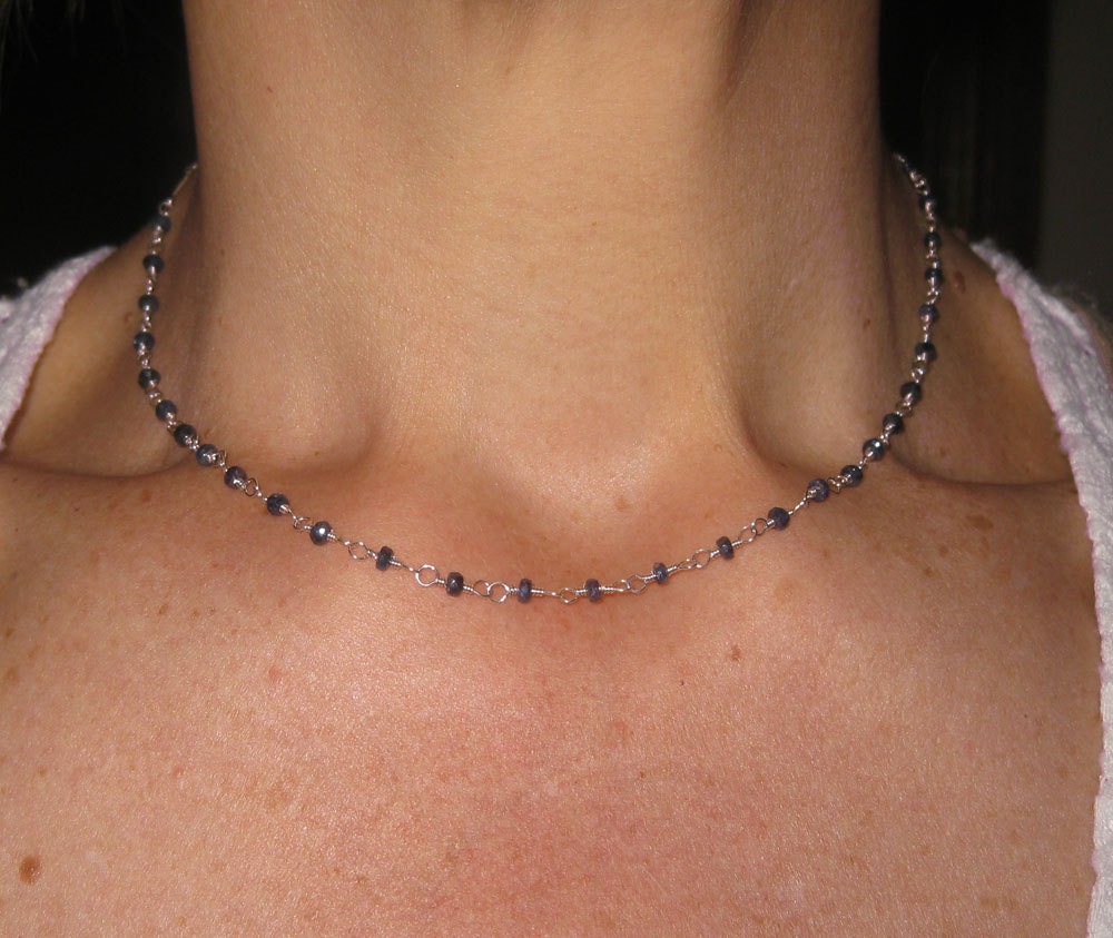 Genuine Australian Blue Sapphire and Sterling Silver Necklace