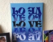 love text painting on canvas,stencils & spraypaints,lettering,typography,blues,black,white,urban,beatles,wall art,letters,home,living