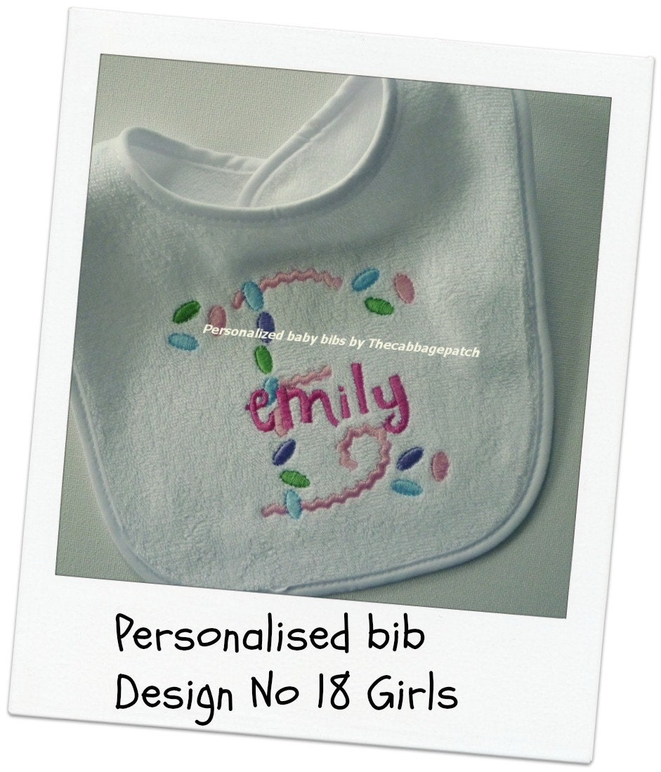 Handmade personalized baby bib with your choice of first name