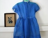 vintage 60s toddler dress - TINY BOWS royal blue sheer dress / 5T