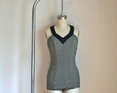 vintage 50s swimsuit - SEASIDE knit wool maillot bathing suit / S