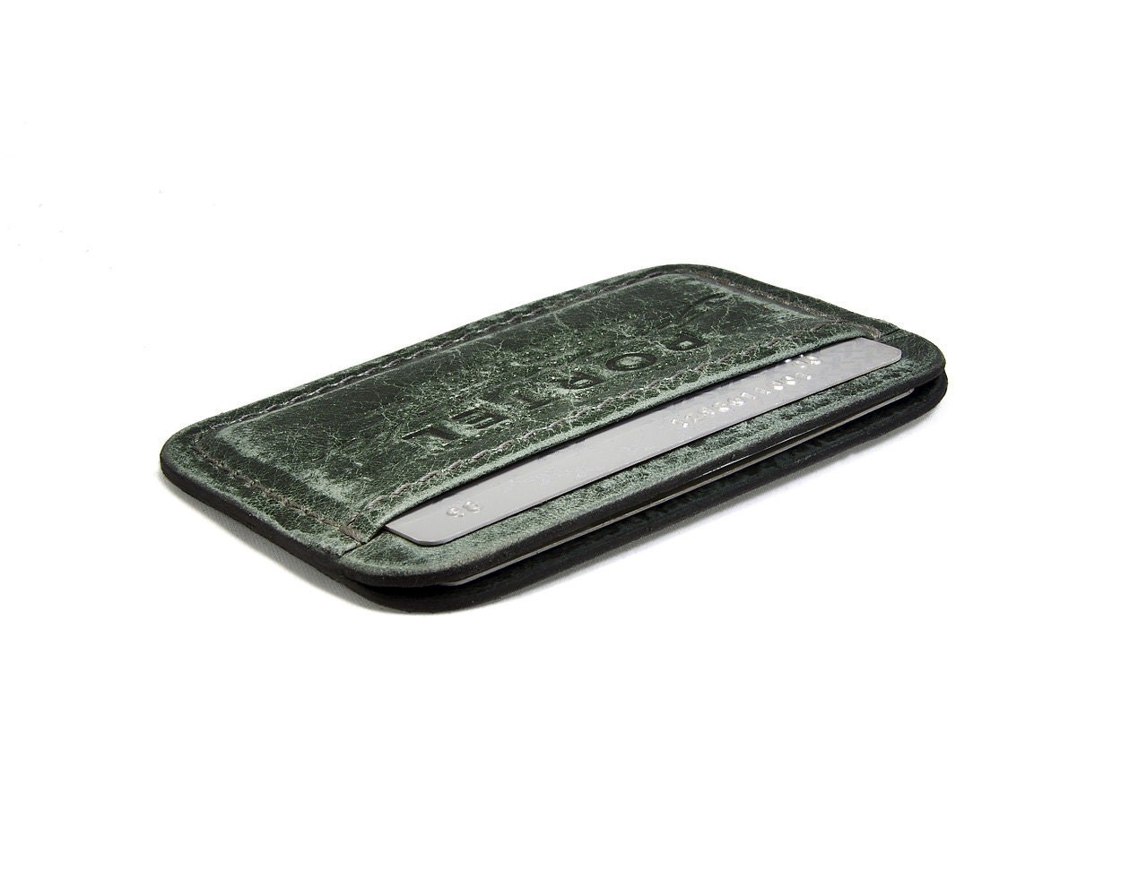 RETROMODERN aged leather Credit Card wallet - - JAGUAR GREEN