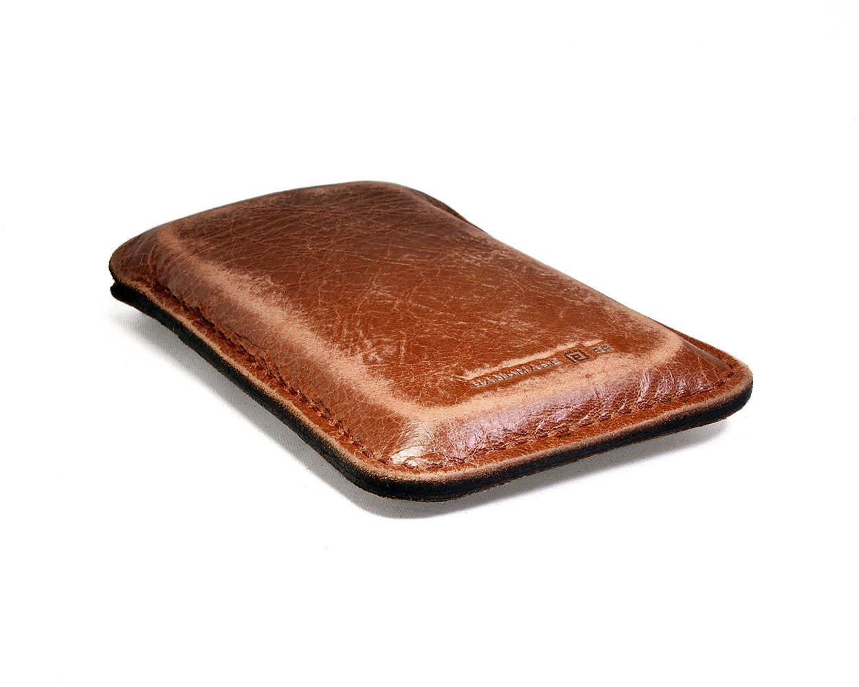 RETROMODERN aged leather iPhone 4 pocket - - LIGHT BROWN