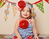 Cherry Berry Pie Petti Romper Set- leggings, romper and headband for first birthday, cake smash or photo session