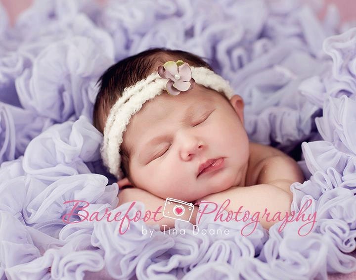 newborn headband, baby headband, Small Flower Headband, itty bitty, photo prop, purple