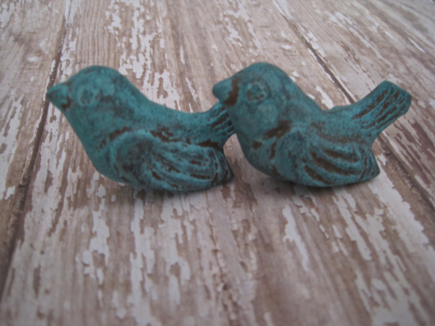 Turquoise Cast Iron Bird Drawer Pulls