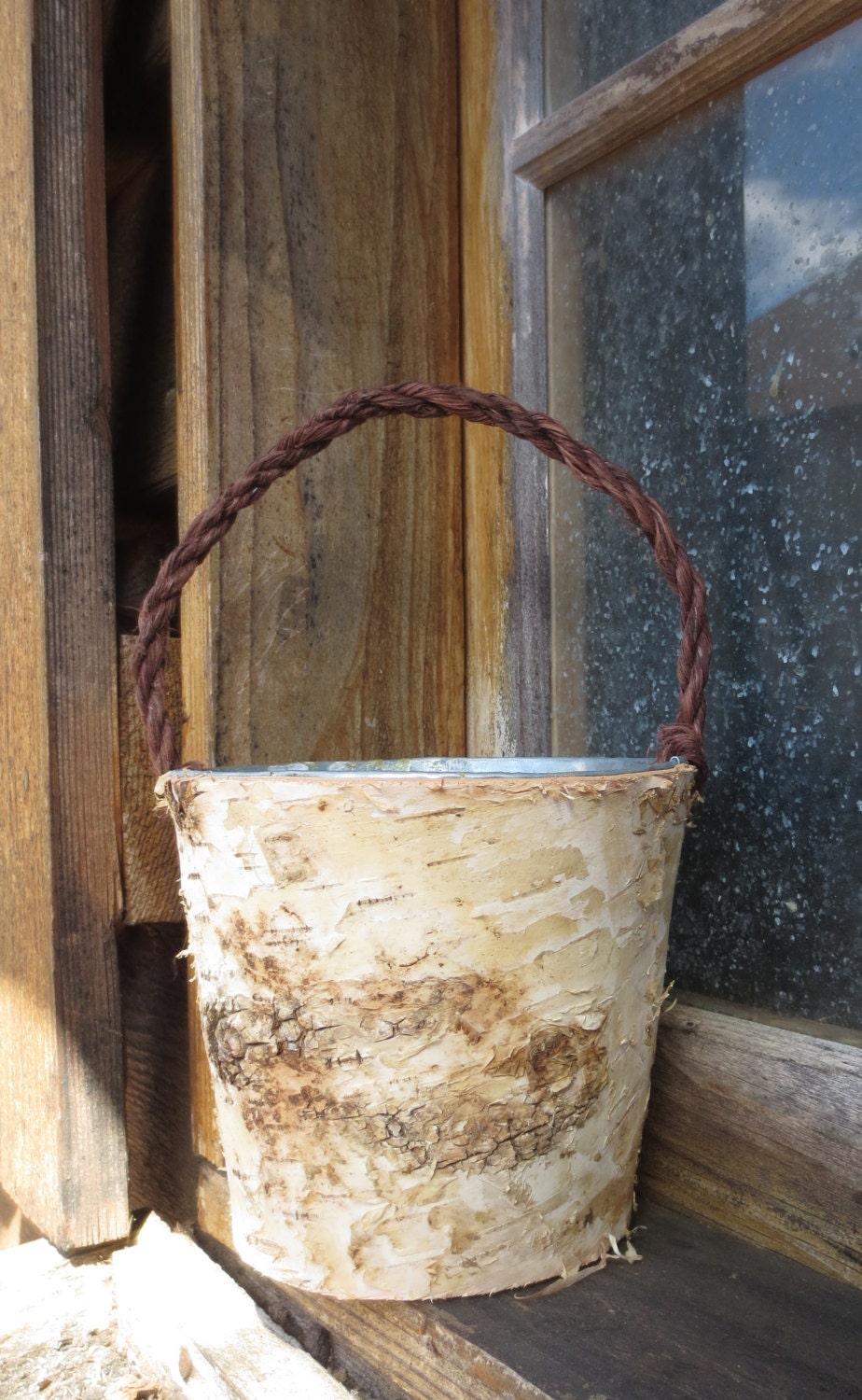 2 Rustic  Birch Flower girl Baskets  Wedding Shabby Chic Woodland