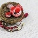 Red Garden Spring Bird Nest Floral Barrette