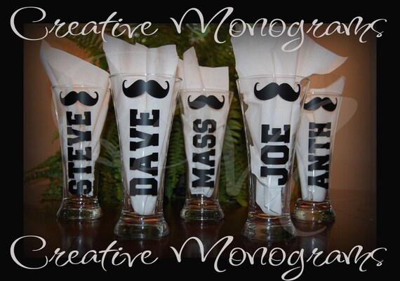 Groom, Bestman, Groomsman Mustache Pilsner Beer Mug Decal Kit DIY