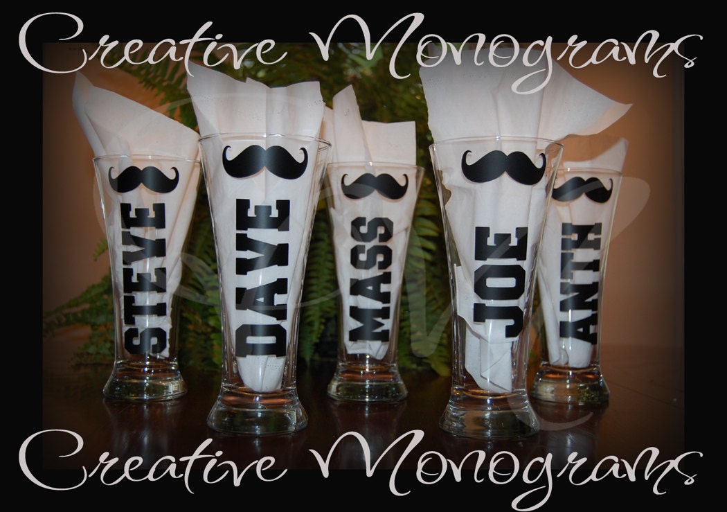 Groom, Bestman, Groomsman Mustache Pilsner Beer Mug Decal Kit DIY
