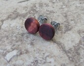 Awesome Cedar Burl Wood Stud Earrings, Natural tree Branch Earring, Gift Box Read, Nickel free posts - 932
