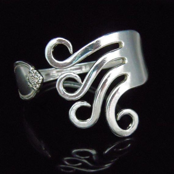 Recycled Fork Bracelet, Sustainable Jewelry in Curly Design Number One