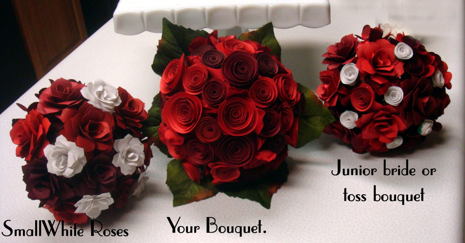 Paper  Flower Roses Wedding Bouquet  Rehearsal bouquet Toss Bouquet