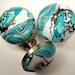 Clay Cabinet Knobs/Pulls Set of EIGHT Teal/ Gray Polymer Clay over METAL