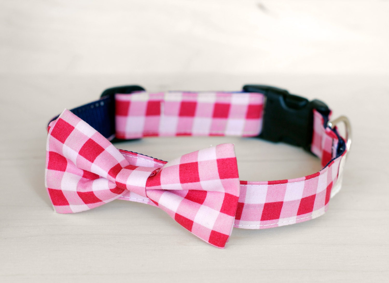 Red Plaid Bow Tie Dog Collar