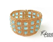 Gold and aqua cubes bracelet