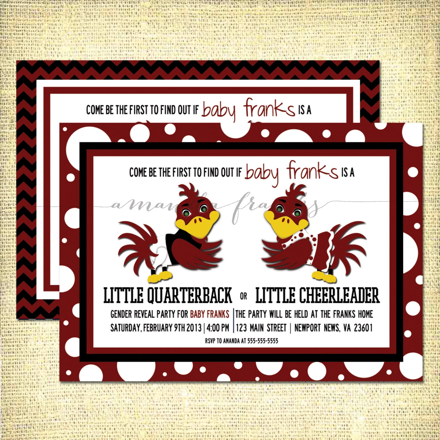 University of South Carolina (Gamecocks) Inspired Baby Gender Reveal Party Invitation - Digital File Only - Customizable
