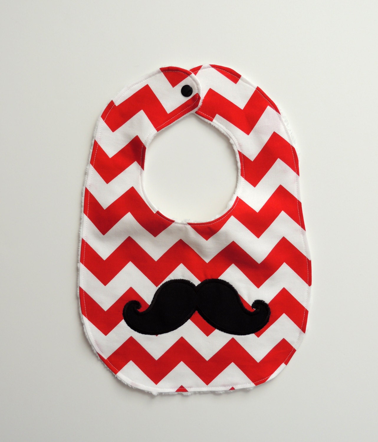 Red Chevron Mustache Bib