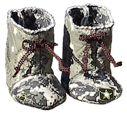 US Army Baby Boots, handmade quilted boy girl infant shoes camo USA combat size 1