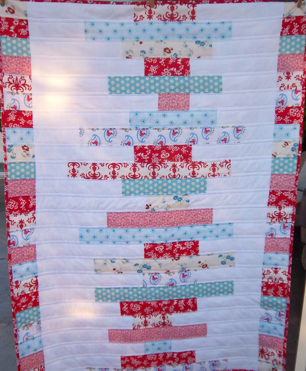 Dreamy Day Rustic French Country  Toddler Bed Quilt, Lap Quilt, Crib Quilt by Dreamy Vintage Sheets on Etsy