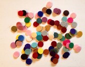 Wool Felt Circles 100 - 1/2 inch Random Colored. 1747