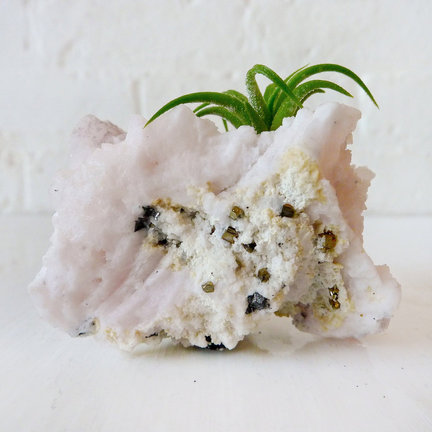 Air Plant Crystal Garden - Pale Pink Calcite Cluster Crystal Air Plant Garden