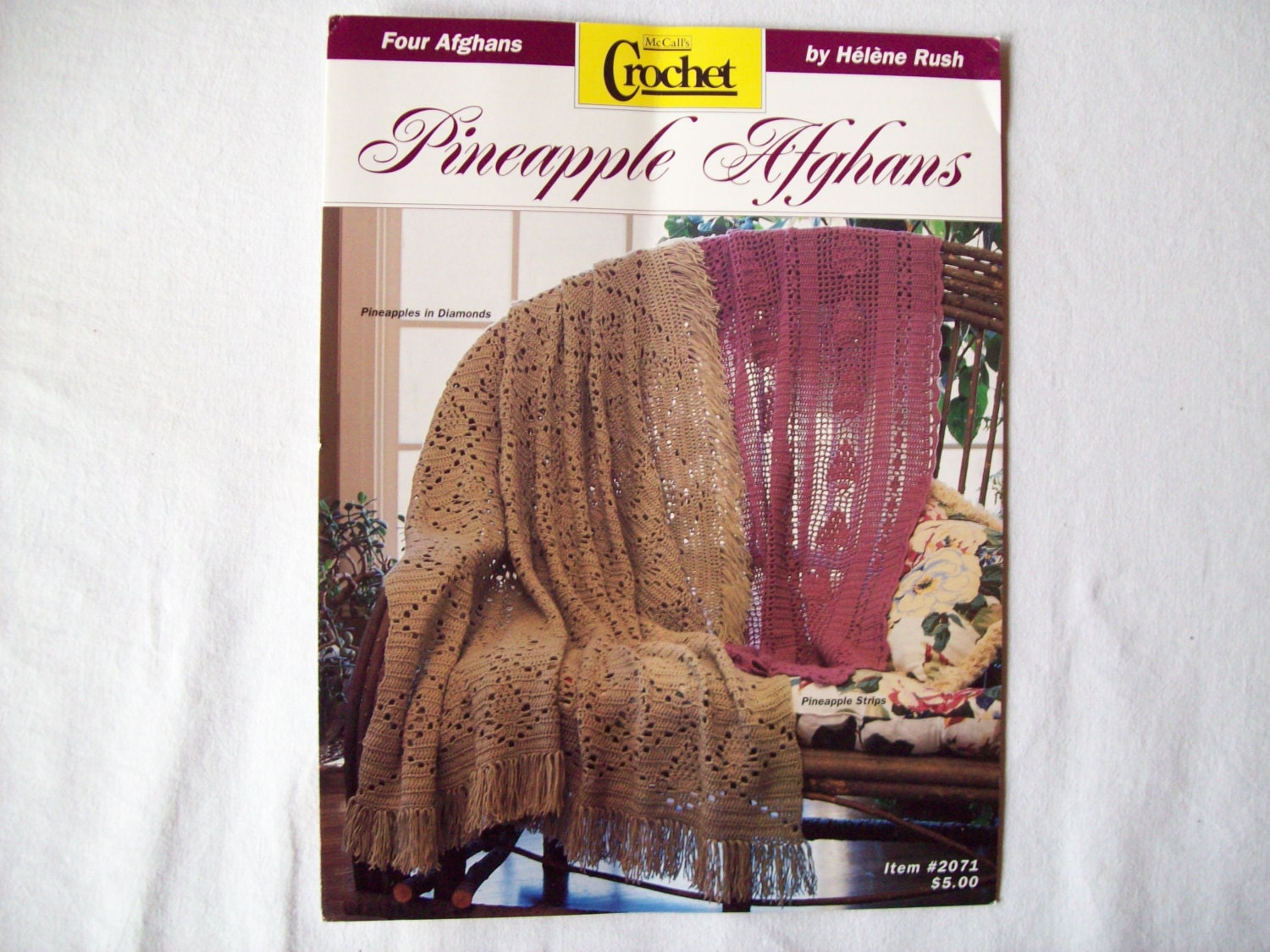 Crochet Afghan Patterns book, Pineapple Afghans, McCall's Crochet 2071, throw or blanket patterns