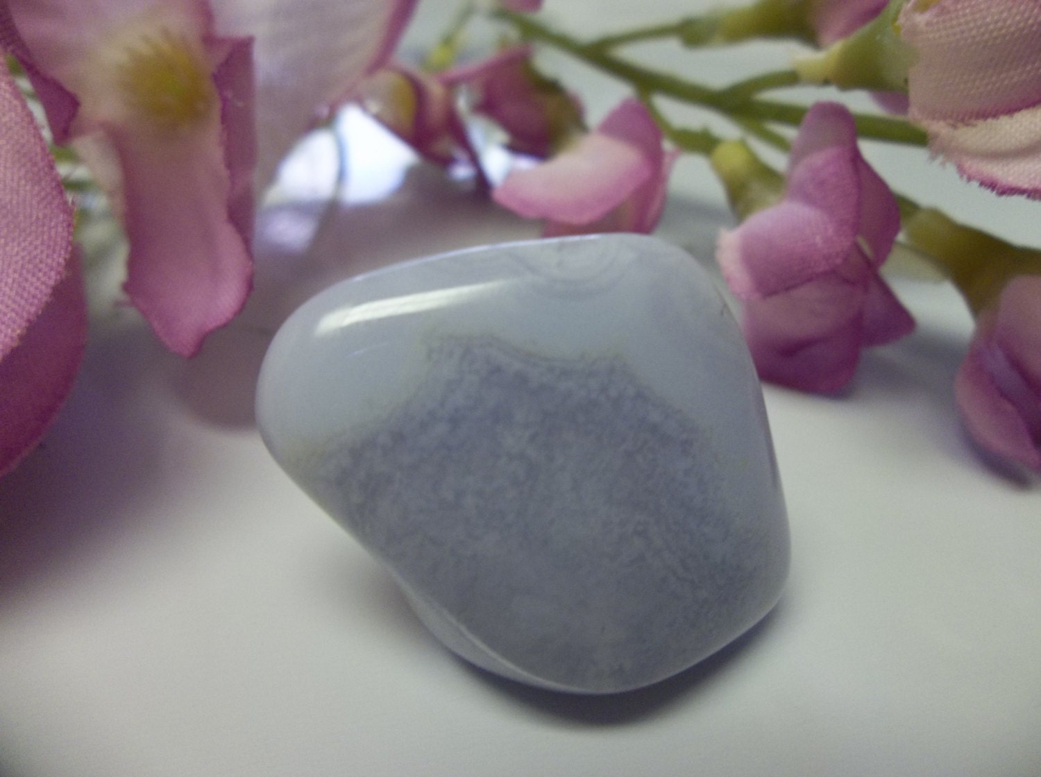 Blue Lace Agate Ring Adjustable Tumbled Stone Ring Nature Inspired NOT DYED