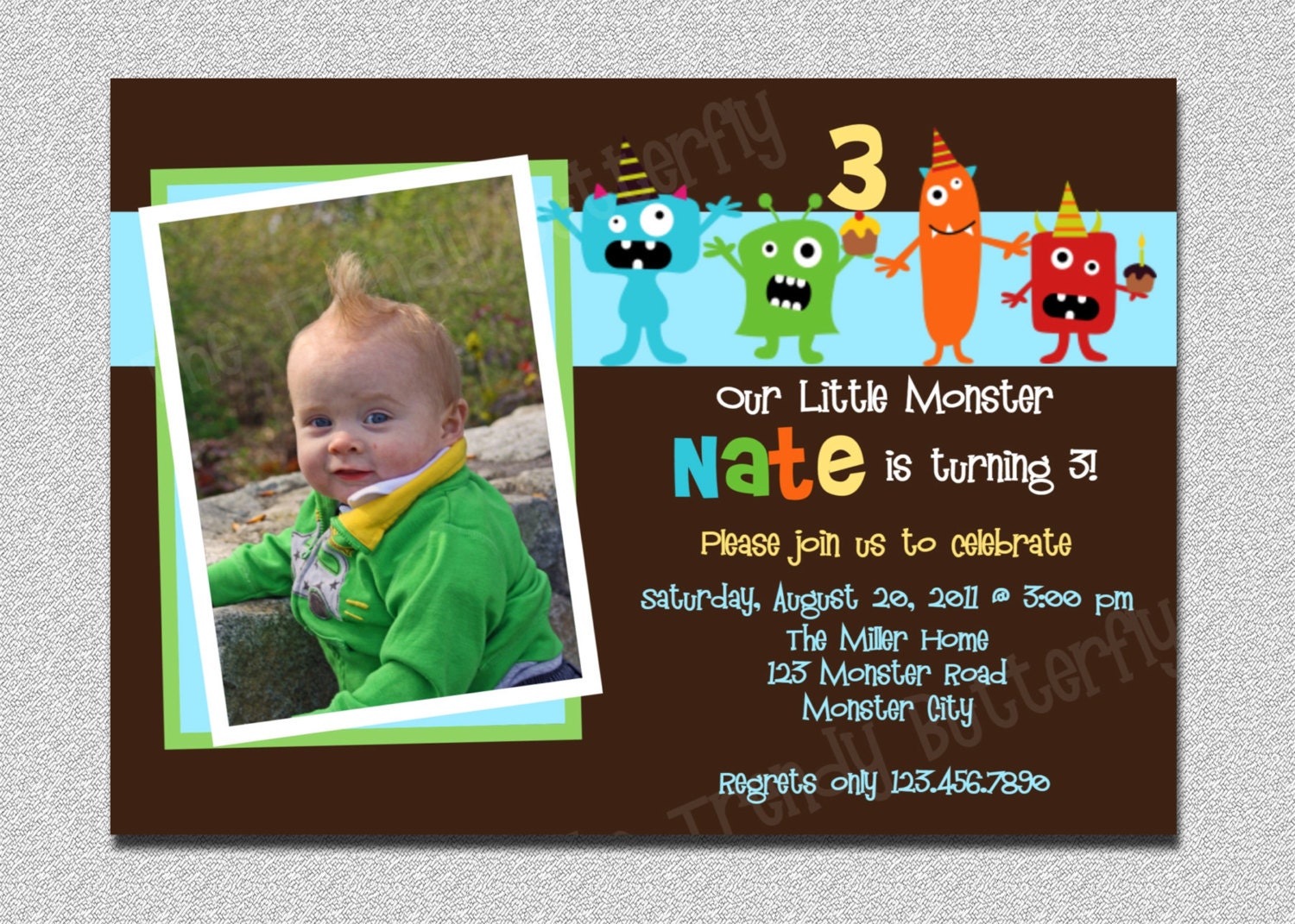 Monster Birthday Invitation with Photo Printable Invitation by The Trendy Butterfly Il_170x135