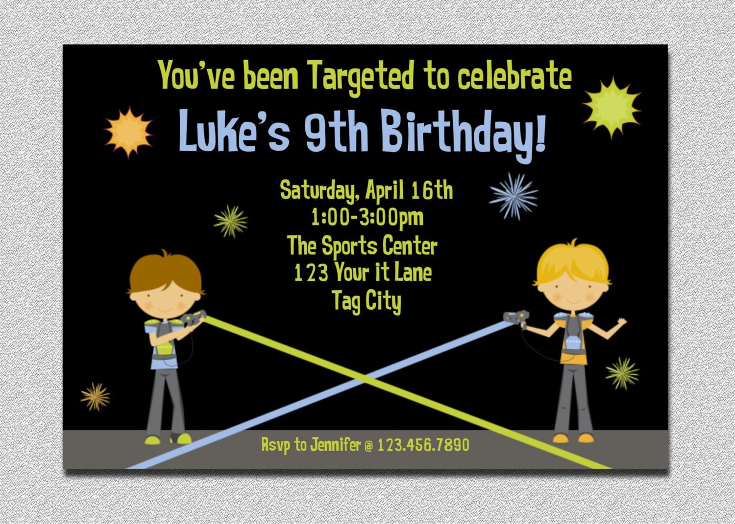 Laser Tag Birthday Invitation Laser Tag Invitation Printable Il_170x135