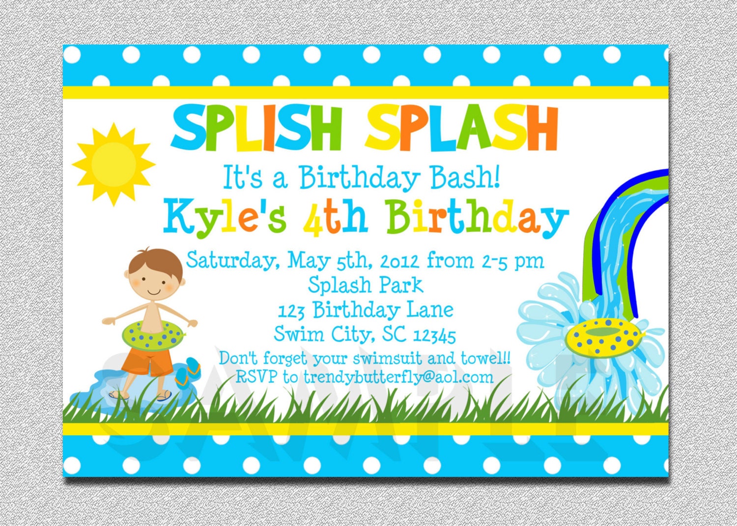 Boys Pool Party Birthday Invitation Waterslide Birthday Invitation Printable Boys or Girls Il_170x135