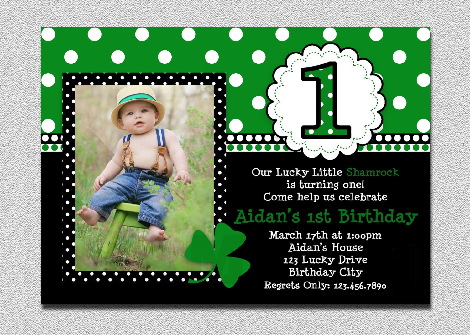 St Patricks Day Birthday Invitation 1st Birthday St Patricks Day Birthday Party Invitation Boys Girls Printable Il_570xn