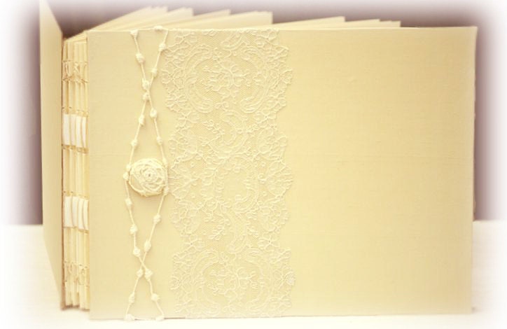 Vintage Wedding Guest Book, Photo Album,  Antique Alencon Lace, Personalized, Custom, 'bespoke'