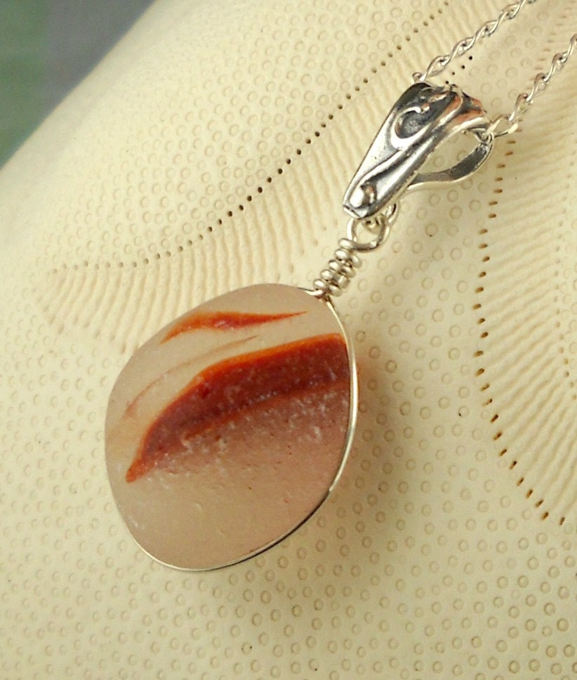 Eco Friendly Wire Wrapped Santa Cruz Sea Glass Necklace Fiery Red