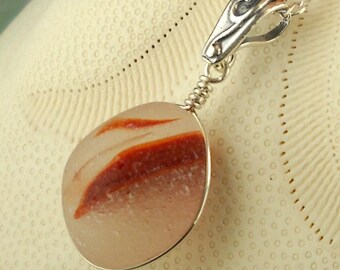 Eco Friendly Wire Wrapped Santa Cruz Sea Glass Necklace Fiery Red