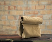 Tan Waxed Canvas Lunch Bag