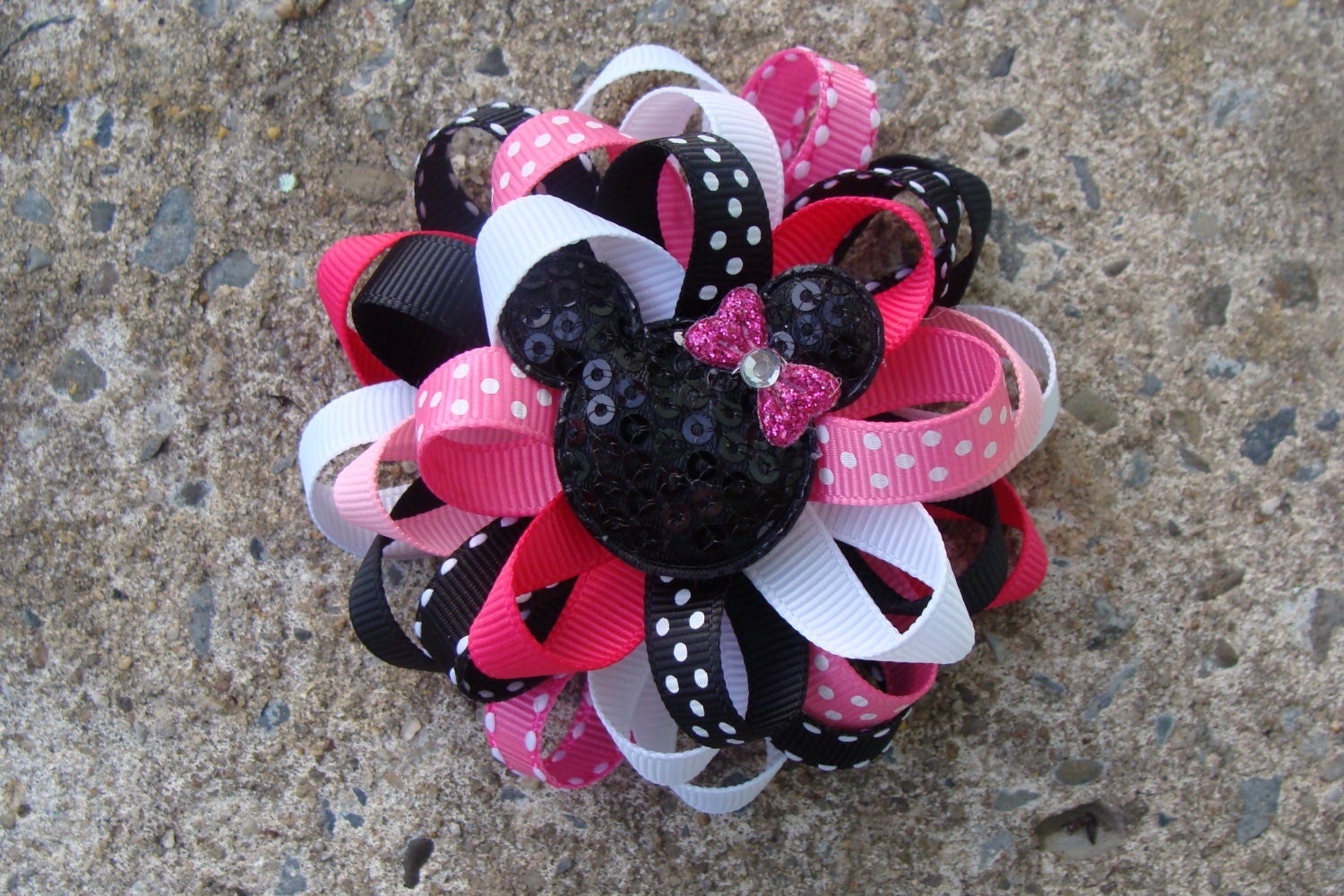 Disney Hair Bow Mickey Mouse Hair Bow Minnie Mouse Hair Bow Loopy Flower Hair Bow