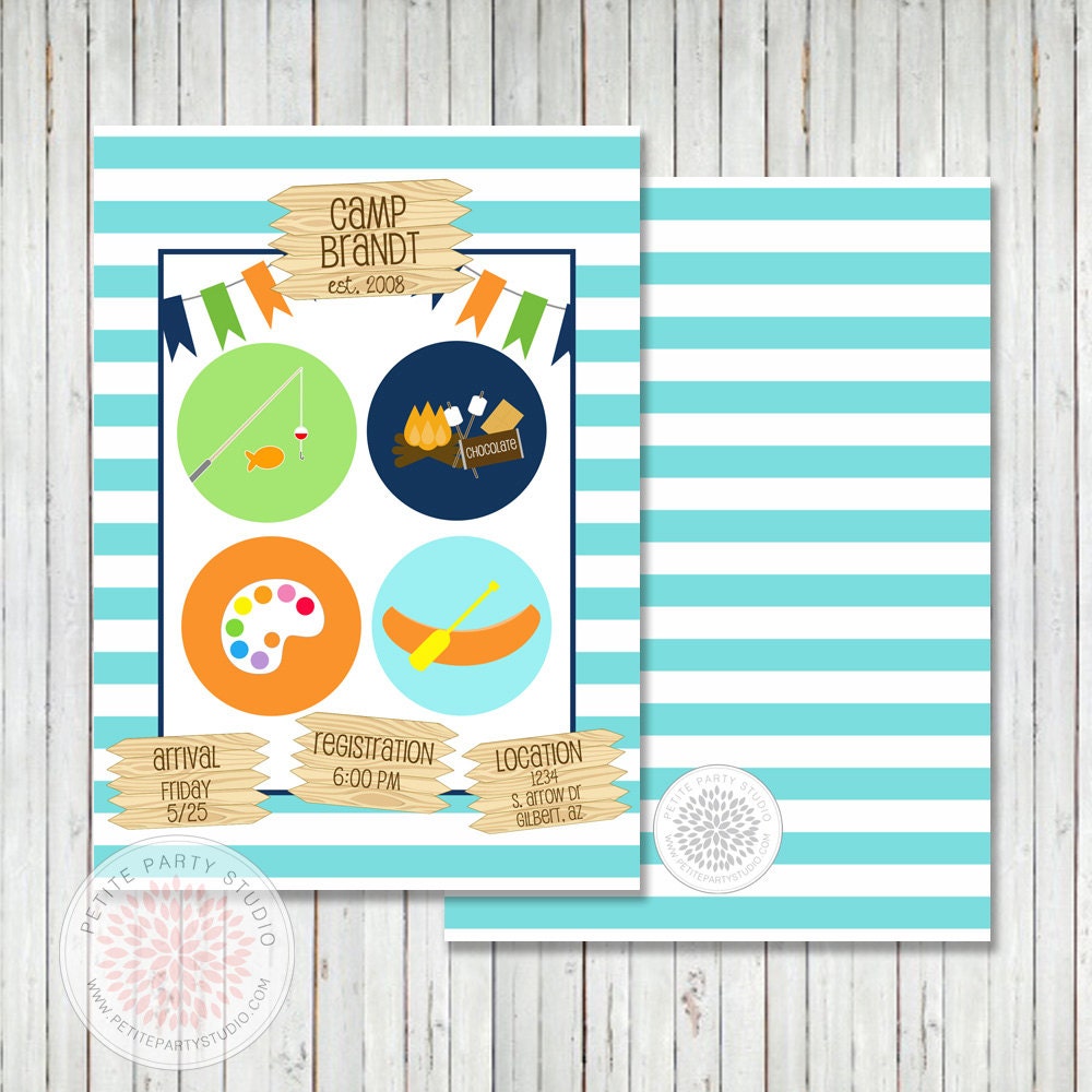Summer Camp/Camping Printable Party Invite - Petite Party Studio Il_570xn