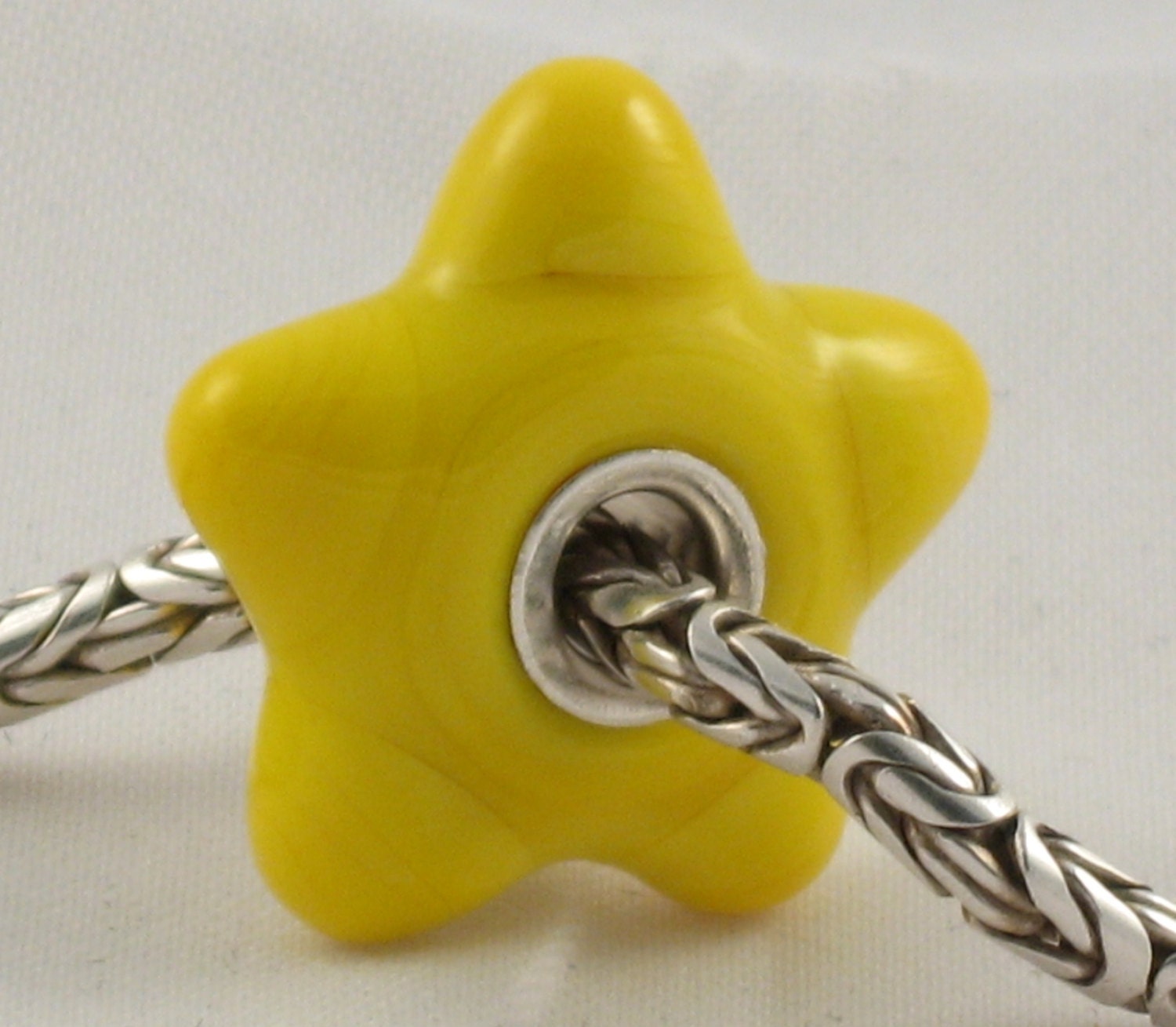 Yellow Star Silver Core BHB Lampwork Glass Handmade SRA Bead NLC Beads leteam