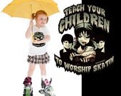 Kids Roller Derby Shirt Teach your Children to Worship Skatin by Lucy Dynamite of Black Sheep Sk8