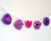 Nursery Bird garland felt Baby shower Cute kawaii mobil Purple