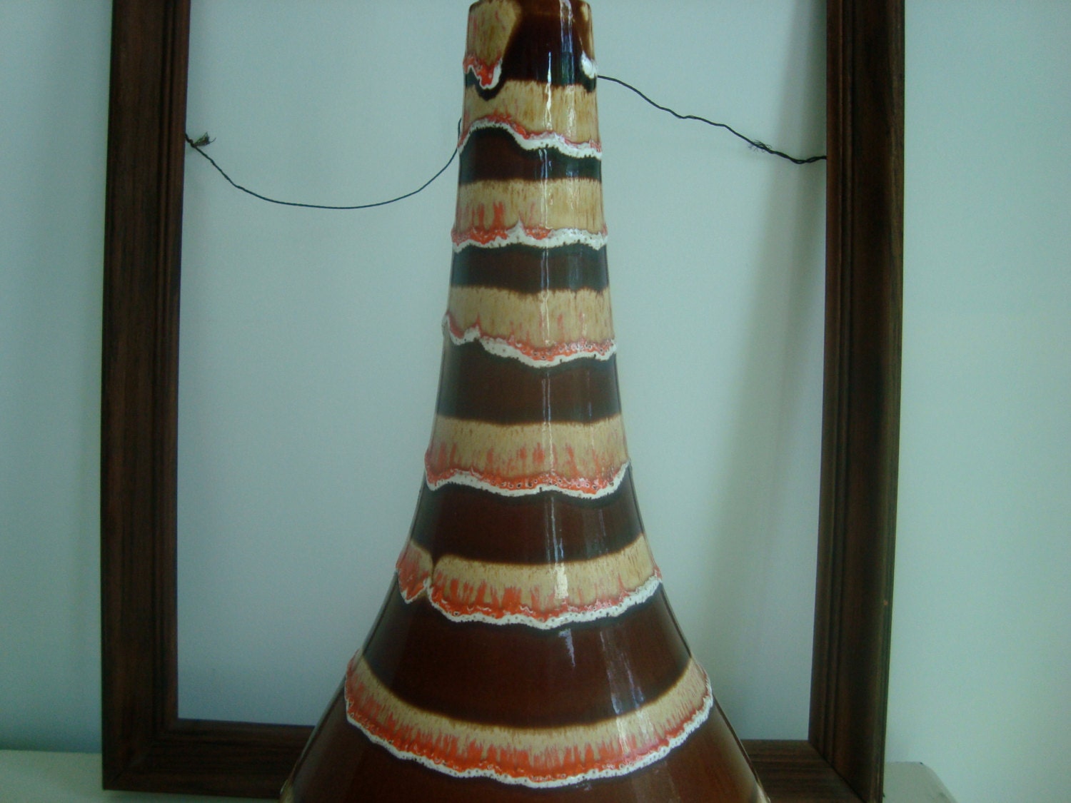 Vintage Mid Century Drip Glaze Pottery Lamp