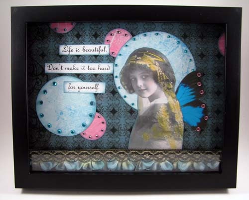 Don't Make it too Hard for Yourself - Mixed Media Shadow Box - 8x10 inches