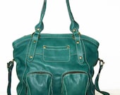 Leather Tote Bag Bag Leather Handbag Magui L in teal green