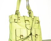 Leather Bag,Handbag, Shoulder Crossbody Purse, Orea M. in Greenish Yellow