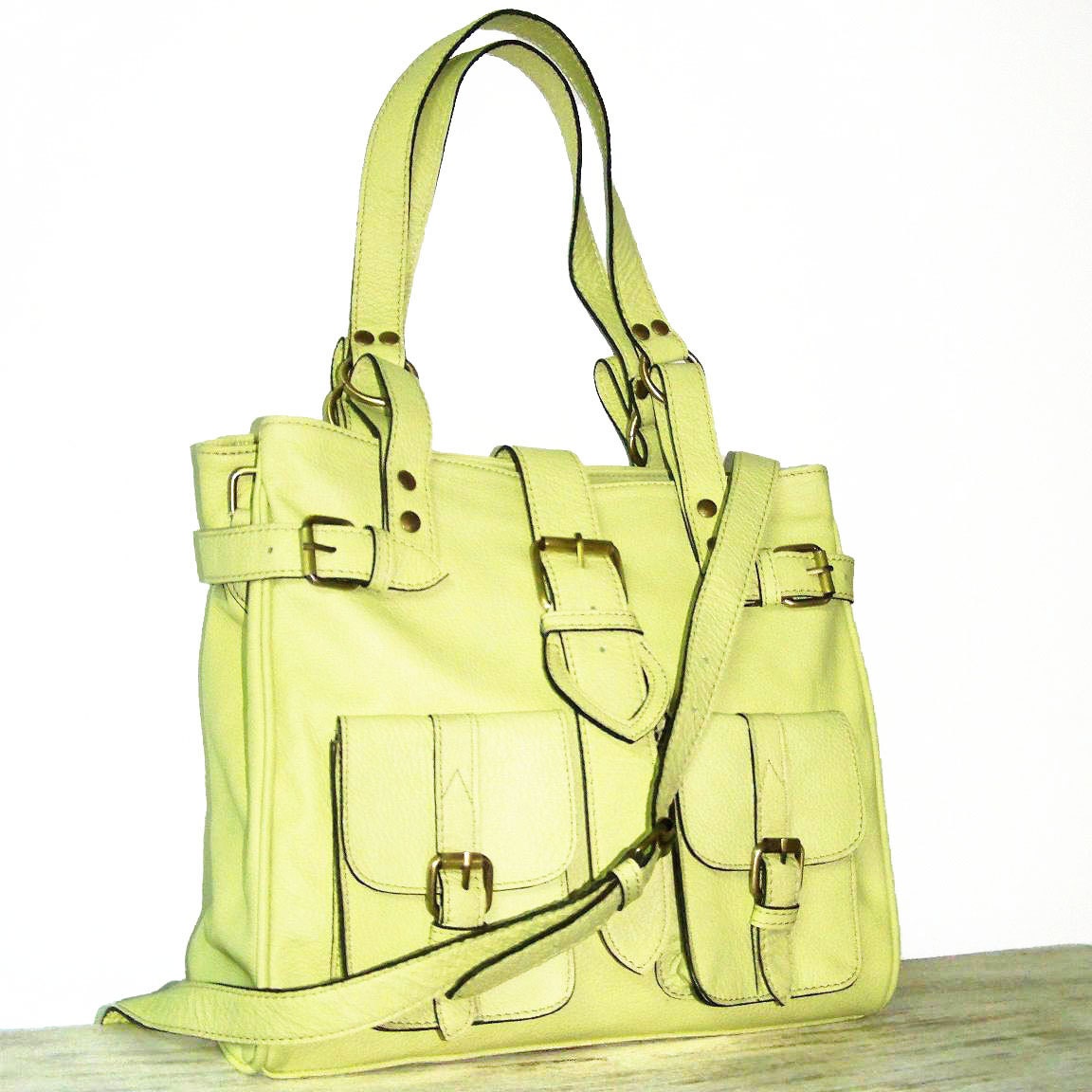 Leather Bag,Handbag, Shoulder Crossbody Purse, Orea M. in Greenish Yellow