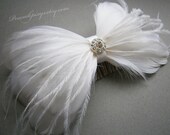 Bridal, Fascinator, Head, Piece, Feather, Hair, Feathered, Wedding, Accessory, Ivory, Facinator, Accessories - BRIDAL BOW